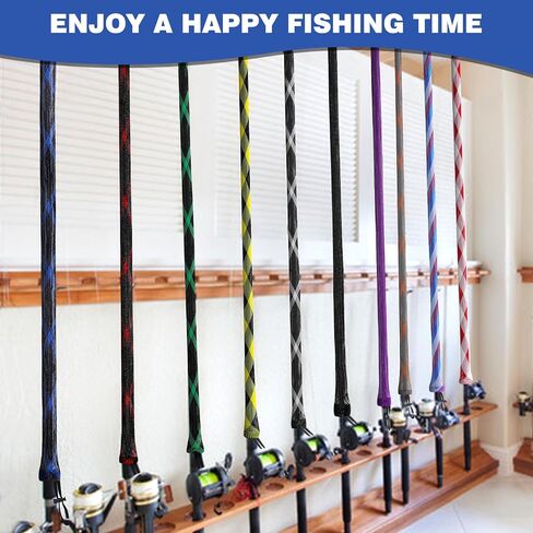 3 PCS Spinning Rod Sleeve - Fishing Pole Sleeve Fishing Rod Cover Fishing Rod Sleeve with Lanyard- Rod Protector Fishing Rod Sock in Saudi Arabia