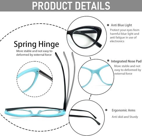 DXYXYO Cat Eye Reading Glasses for Women 4 Pack Floral Cute Spring Hinge Readers Ladies Blue Light Blocking in Saudi Arabia