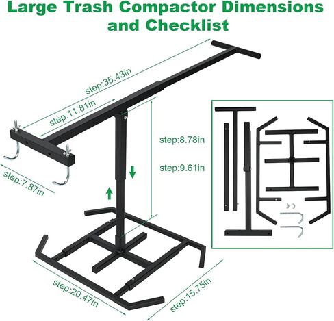 Touchless Manual Trash Compactor, Trash Bin Compactor with Push Down Handle, Compacting Trash Can, Garbage Smasher, Waste Compactor for Home, Manual Trash Crusher for Recycling in Saudi Arabia