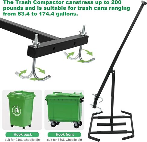 Touchless Manual Trash Compactor, Trash Bin Compactor with Push Down Handle, Compacting Trash Can, Garbage Smasher, Waste Compactor for Home, Manual Trash Crusher for Recycling in Saudi Arabia