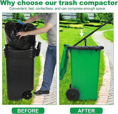 Touchless Manual Trash Compactor, Trash Bin Compactor with Push Down Handle, Compacting Trash Can, Garbage Smasher, Waste Compactor for Home, Manual Trash Crusher for Recycling in Saudi Arabia