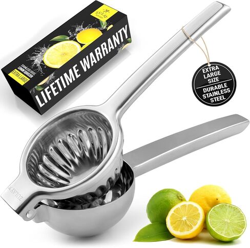 Zulay Kitchen Lemon Squeezer Stailless Steel - جودة متميزة ، وعاء متمسك بالمعادن الصلبة الثقيلة - يدويًا كبيرًا من الصب in Kuwait