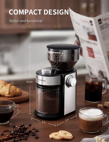 Shardor Electric Burr Coffee Grinder 2.0 ، مطحنة لدغية قابلة للتعديل مع 16 إعدادات طحن دقيقة لمدة 2-14 كوب ، أسود in Saudi Arabia