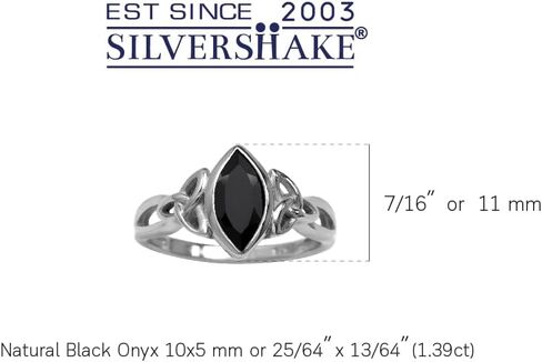 Silvershake Genuine Gemstone 925 Sterling Silver Triquetra Celtic Knot Solitaire Ring in Kuwait