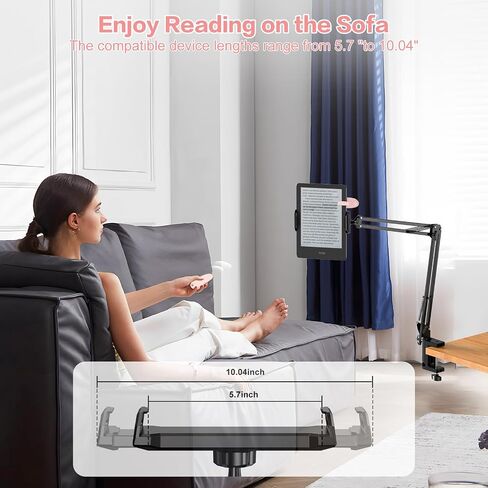 Tablet Holder for Kindle Reading in Bed with Remote Page Turner, Lazy Arm Stand for Kindle Paperwhite Colorsoft Accessories, Desk Bedside Stand for Kindle,iPad,Ebook APP,Gifts for Readers Women Men in Saudi Arabia
