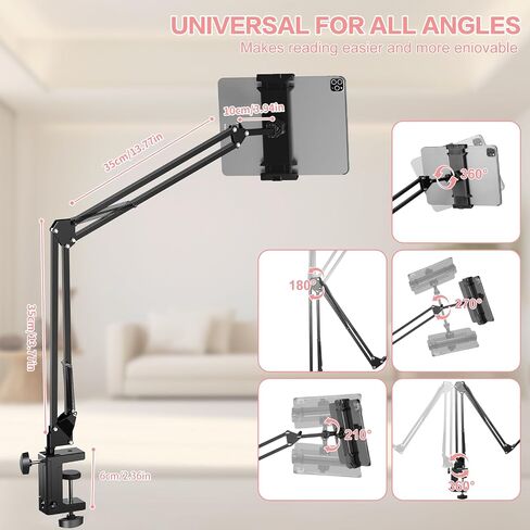 Tablet Holder for Kindle Reading in Bed with Remote Page Turner, Lazy Arm Stand for Kindle Paperwhite Colorsoft Accessories, Desk Bedside Stand for Kindle,iPad,Ebook APP,Gifts for Readers Women Men in Saudi Arabia