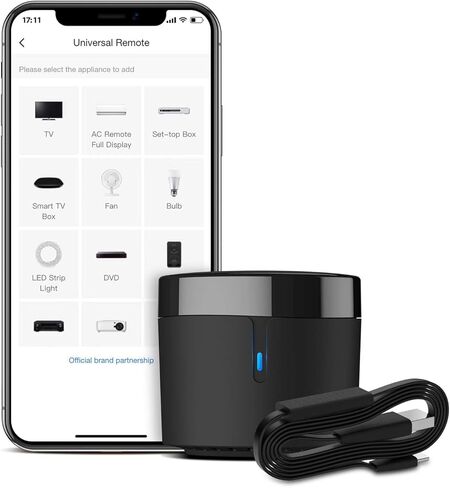 BroadLink RM4 Mini Smart Remote (2.4 جيجا هرتز Wi-Fi فقط)- IR Blaster Hub لأتمتة المنزل الذكية ، بديل لمكيف الهواء التلفزيوني بالأشعة تحت الحمراء متوافق مع Alexa ، Google Assistant ، IFTTT in Kuwait