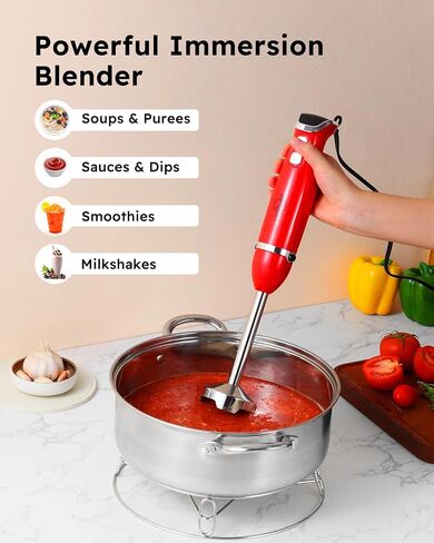 Sangcon Immersion Blender Handheld, 3-in-1 Hand Blender Electric, 400W Handheld Blender, Stainless Steel Blade Stick Blender with Whisk, Milk Frother Attachments - Black in Saudi Arabia