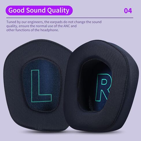 JHK Headphone Replacement Ear Pads for G733 Gaming Headset, Ear Pads with Comfort Noise Isolation Foam Ice Silk Fabric Elevate Added Thickness-Black in Saudi Arabia