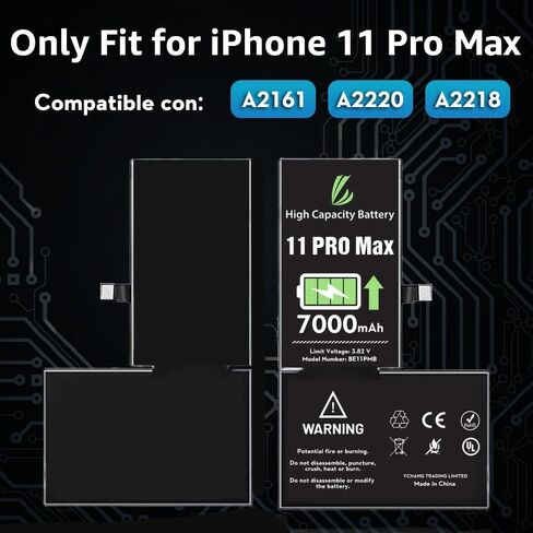 بطارية Trader LL لـ iPhone 11 ، 7000 مللي أمبير في الساعة بطارية بديلة عالية السعة لجهاز iPhone 11 (A2111 ، A2223 ، A2221) مع طراز أدوات الإصلاح الكامل 2024NEW in Saudi Arabia