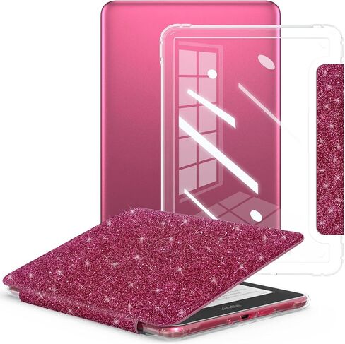 e net-case case for Kindle Paperwhite 12th Gen 2024 تم إصداره (7 ") و kindle Colorsoft Signature Edition ، غطاء جلدي متين قذيفة شريحة مع إيقاظ النوم التلقائي ، التوت. in Saudi Arabia