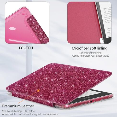 e net-case case for Kindle Paperwhite 12th Gen 2024 تم إصداره (7 ") و kindle Colorsoft Signature Edition ، غطاء جلدي متين قذيفة شريحة مع إيقاظ النوم التلقائي ، التوت. in Saudi Arabia