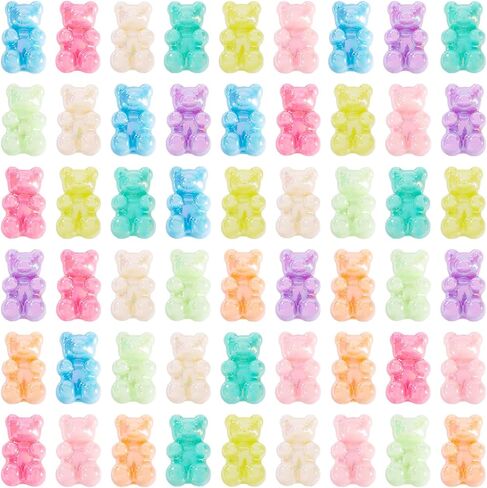Craftdady 200Pcs Acrylic Gummy Bear Plastic Beads - Colorful Cute Animal Loose Spacer Beads for DIY Craft Bracelet Necklace Earring Ring Jewelry Making in Kuwait