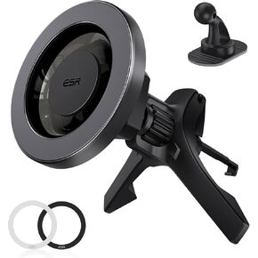 ESR for MagSafe Car Mount, Air Vent/Dashboard Magnetic Phone Holder for Car, Strong Magnets, Car Phone Holder Mount for iPhone 16/15/14/13/12/Samsung/Android, All Smartphones(2 Metal Rings Included)
