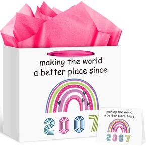 2011 Birthday Gift Bag for Girls Boys Large Boho Rainbow 2011 Gift Bag with 14th Birthday Wrapping Paper Card Rainbow Party Favor Bags for 14 Year Old Birthday Anniversary Party Decorations Supplies in Kuwait