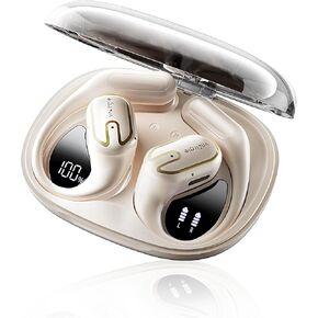 Open Ear Headphones Earbuds wireless - 5.4 Bluetooth Ear Buds with LED Digital Display IPX7 Waterproof, Wireless Headphones Touch Control Air Conduction Stereo Sound with 18.2mm Drivers 80H Playtime