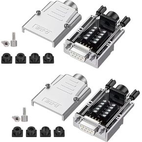 2PCS DB9 Female Breakout Connector,D-SUB 9-pin RS232 RS485 Serial Adapter to Terminal Connector Signal Module with Metal Case Bolts Nuts