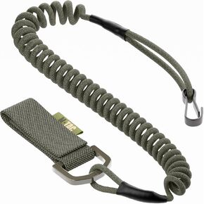 M-Tac Tactical Pistol Lanyard Elastic Coil for Belt or MOLLE with D-Ring Keeper