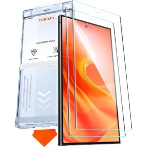 TORRAS 12FT Military-Grade Shatterproof for Samsung Galaxy S25 Ultra Screen Protector [9H+ Durable ＆ Just One-Pull] Full Coverage Bubble Free Galaxy Screen Protector 25 Ultra Tempered Glass, 2 pack