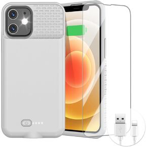 Battery Case for iphone 12/12 Pro, Ultra-Slim Battery Charging Case Charger 7000mAh Rechargeable Charger Anti-Fall Protection Cover Extended Batteries Pack for iPhone 12 Pro/12 (6.1 inch) Black