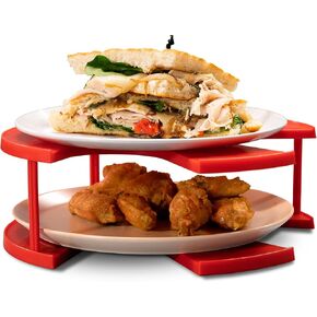 DoubleWave New Mini Blue 2 Tier Microwave Plate Stacker For Small Microwaves | BPA-Free Microwave Cool Plate And Spillover Caddy Stacker | Faster Reheating | Sturdy & Lightweight (Mini)