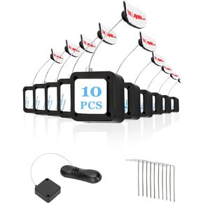 10Pack Remote Control Tether, 6.5 Ft Remote Control Leash, Retractable Safety Lock with Adjustable Lock Strap for TV Remotes, Game Controllers, and Tablets - Perfect for Showrooms