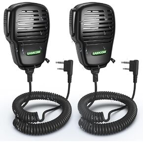 SAMCOM Waterproof Big Speaker Mic for Two Way Radios, 2 Pin K Type Walkie Talkies Shoulder Label Police Mic with Reinforced Cable, 2-Way Radio Microphone,2 Pcs