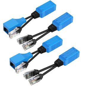 TNP RJ45 Ethernet Cable Combiner/Splitter Kit (1 Pair), 2 Male to 1 Female & 1 Male 1 Female to 1 Female POE Data Adapter LAN Ethernet Network Extender Y Splitter Cat5e Cat6 Cable for Surveillance