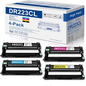 DR223 ﻿DR223CL Drum Unit Set 4 Pack Replacement for Brother DR-223CL DR-223 Drum MFC-l3710CW MFC-l3770CDW MFC-l3750CDW HL-l3270CDW Printer (1Black, 1Cyan, 1Magenta, 1Yellow)
