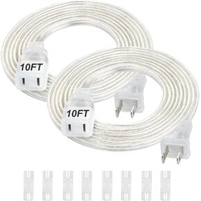 2 Pack Clear Extension Cord, 9 FT Extension Cords, UL-Certified Power Extension Cord, 2 Prong Extension Cord Male to Female, 2x18 AWG Extension Cable 250V 6A, Indoor Extension Cord for Light