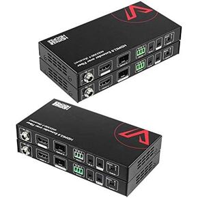 AV Access HDBaseT HDMI Extender Over Cat5e/6/6a/7 Ethernet up to 330ft/100m 4K@60Hz, Supports HDCP2.2, HDMI2.0, Bi-Directional IR and RS232 Pass-Through, Auto EDID, PoE, CEC, Dolby Vision (4KEX100-H2)