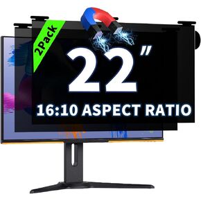 2 Pack Magnetic Hanging Computer Privacy Screen 24 Inch for 16:9 Widescreen Monitor, Removable Privacy Screen Anti Glare Blue Light Computer Screen Privacy Shield, Anti-Scratch 24in Protector Film