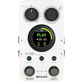 MOOER GL100 Looper Pedal Drum Machine, 2 in 1 Drum Looper Guitar Pedal 1.3-inch Touchsreen 100 Slots with 300 Miuntens in Total Auto-record Time Stretch Function Dedicated Editor Software