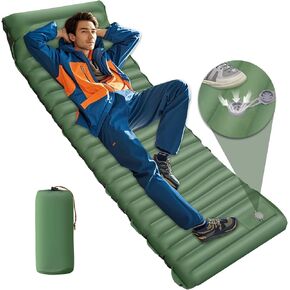 Frithia Home Camping Sleeping Pad, Built-in Inflation Pump, Pillow Design, Comforts-Portability-Waterproof-Thickened, Carry Bag, Camping-Hiking-Traveling-Outdoor Grn