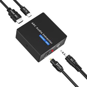 HDMI ARC Audio Extractor, 192KHz DAC Audio Converter HDMI ARC Input and TOSLINK SPDIF/Analog L/R RCA Stereo Output Audio Adapter Compatible HDTV Soundbar Speaker Amplifier