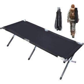 YSSOA Camping Cot with Mattress, Foldable Cot for Outdoor with Portable Bag, Camping Bed Lightweight Sleeping Cots for Camping, Easy to Set up