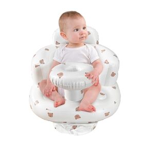 Inflatable Baby Seat for Babies 3-36 Months, Inflatable Baby Seat for Sitting Up, Blow Up Baby Floor Seat with Built in Air Pump，Baby Support Seat Baby Shower Chair for Home (Bear)