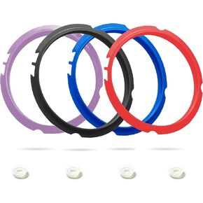4 Pack 6 QT Silicone Sealing Ring for Instapot Replacement Silicone Gasket Seal Rings with 4 Colors with 4 Float Valve Seal Gasket, Fits Duo/Plus 6, Ultra 6, Lux 6, Smart 6, Nova 6, CSG