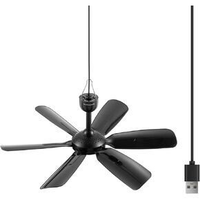 17.7-inch Portable USB Hanging Fan with 6 Blades, Indoor/Outdoor Use for RV, Camping, and Canopy, Quiet Operation (with remote control)