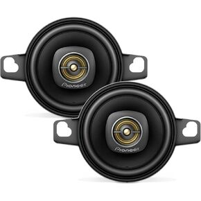Pioneer TS-A709, 2-Way Coaxial Car Audio Speakers, Full Range, Clear Sound Quality, Easy Installation and Enhanced Bass Response, Black and Gold Colored 2.75" Round Speakers
