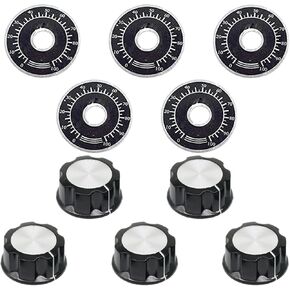 10Pcs A01 Silver Tone Top Potentiometer Volume Control Rotary Knobs 6mm Shaft with 40mm 0-100 Dial Face Plate