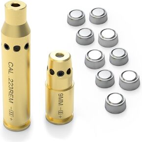 Laser Boresighter Kit, Red Laser Brass Chamber Bore Sight Kit for Rifle Scopes and Handgun