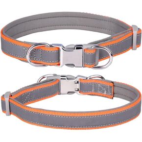 Reflective Nylon Dog Collar with Safety Buckle, Adjustable Pet Collars with Soft Neoprene Padding for Small/Medium/Large Dogs (S fit Neck 26-42cm, Red)