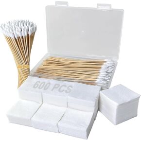 Guyuyii Gun Cleaning Supplies - 2-inch Lint-Free Rifle Cleaning Patches and 6-inch Bamboo Cotton Swabs - High Absorbent Gun Cleaner Kit for Firearm Maintenance and Hard-to-Reach Spots