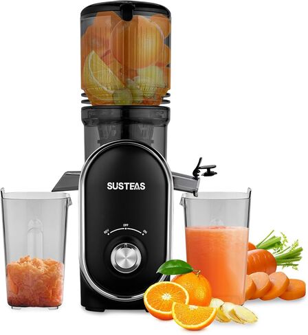 SUSTEAS Cold Press Juicer, 5.3" Feed Chute Slow Masticating Machines with 300W, Fit Whole Fruits & Vegetables, Easy to Clean, High Juice Yield, White in Saudi Arabia