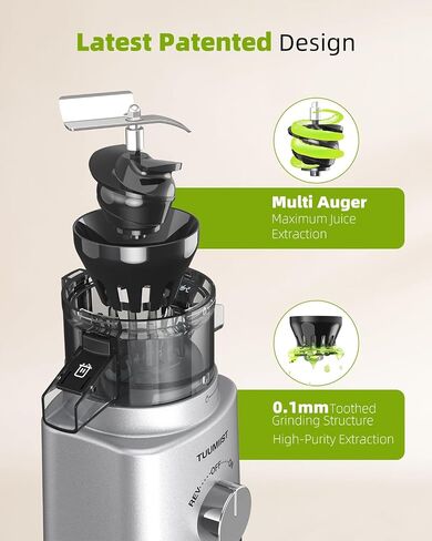 Cold Press Juicer with 8 Juice Bottles - Masticating Juicer Machines for Fruits and Veggies, 4.25" Large Feed Chute, Easy to Clean, Navy Blue in Saudi Arabia
