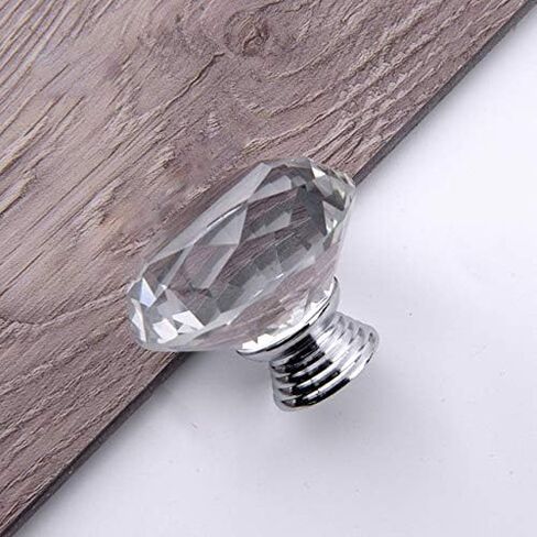 Joyhey 2 Pack 30 mm Diamond Shaped Glass Crystal Knobs with 3 Size Screws for Cabinet, Drawer, Cupboard, Dresser in Saudi Arabia