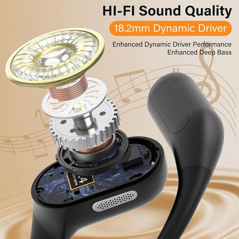Open Ear Headphones Earbuds wireless - 5.4 Bluetooth Ear Buds with LED Digital Display IPX7 Waterproof, Wireless Headphones Touch Control Air Conduction Stereo Sound with 18.2mm Drivers 80H Playtime in Saudi Arabia