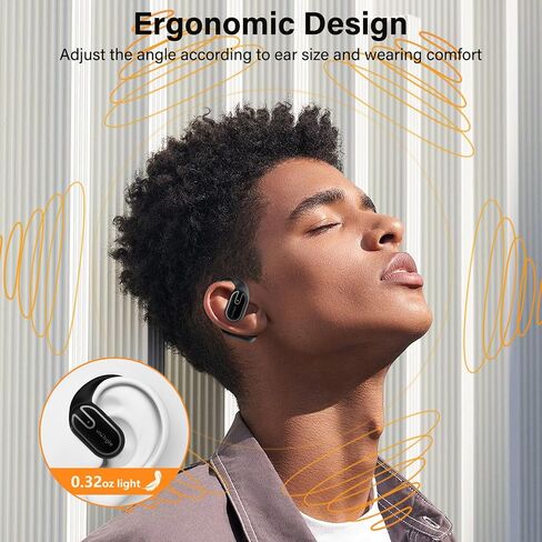 Open Ear Headphones Earbuds wireless - 5.4 Bluetooth Ear Buds with LED Digital Display IPX7 Waterproof, Wireless Headphones Touch Control Air Conduction Stereo Sound with 18.2mm Drivers 80H Playtime in Saudi Arabia