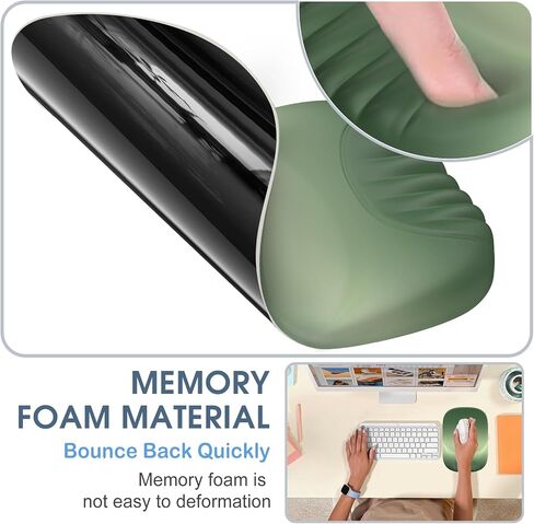 AKIT Ergonomic Mouse Pad with Wrist Rest, Memory Foam Gel Mouse Pad Wrist Support with Non-Slip PU Base, Pain Relief Black Mousepad for Wireless Mouse, Computer, Laptop, Office, Gaming in Saudi Arabia